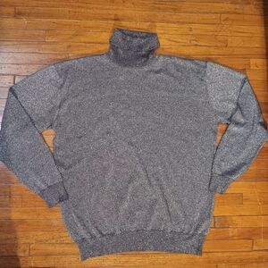 Via Milano Vintange Metallic Charcoal Turtleneck Sweater